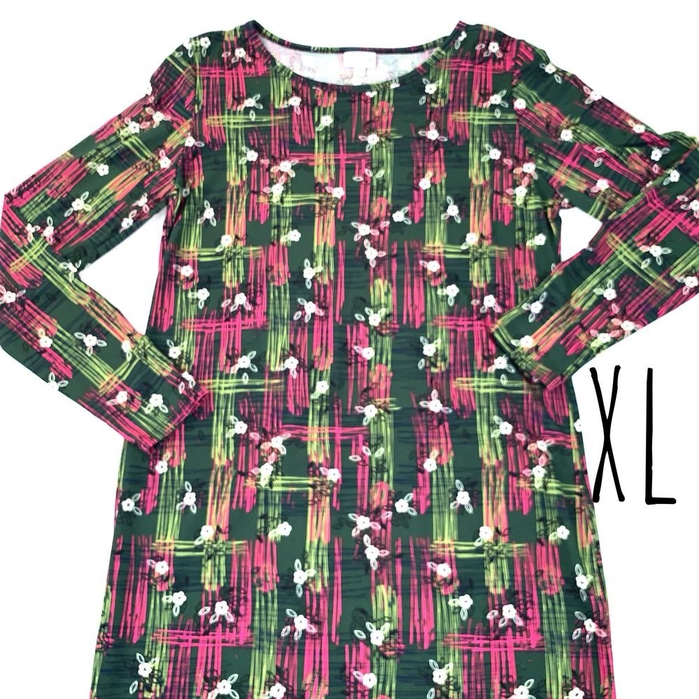 LuLaRoe Long Sleeve Dress -‎ Green and Pink